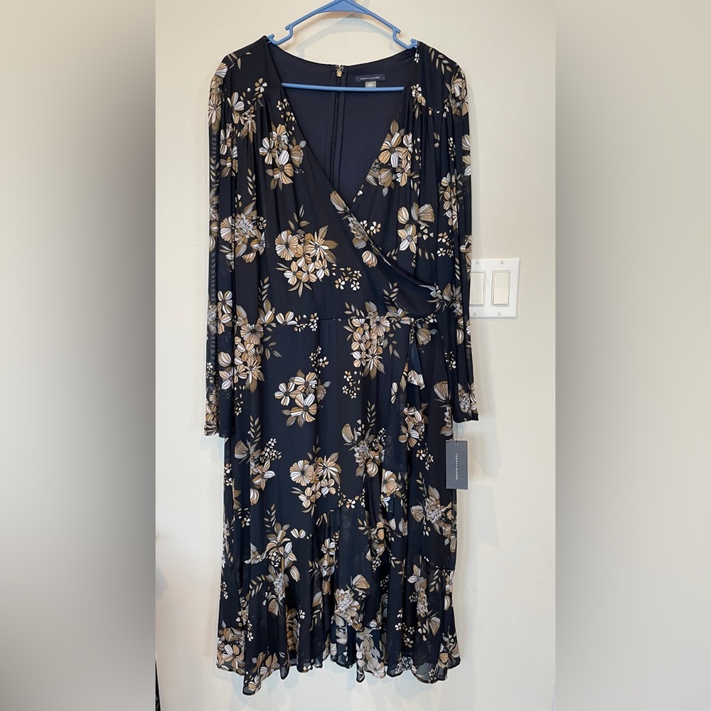 NWT Tommy Hilfiger Women's Floral-Print Mesh Faux-Wrap Dress 20W backless